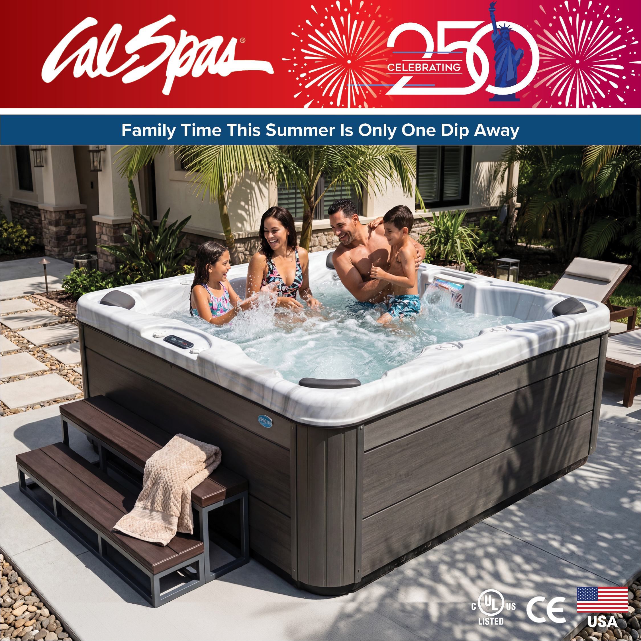 Calspas hot tub being used in a family setting - Boynton Beach